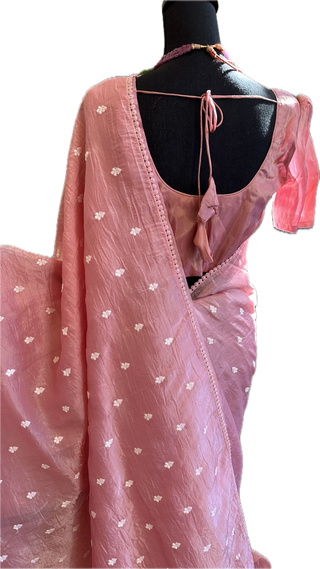 Crushed soft silk saree with blouse online shopping usa
