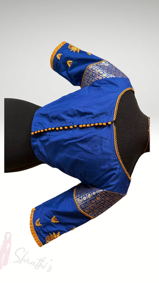 Blue Embroidered silk blouse stitched blouse online usa silk blouses ready to wear online shopping blouse online