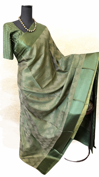 Handwoven Banarasi Khaddi Georgette pure silk saree with gold and silver zari work