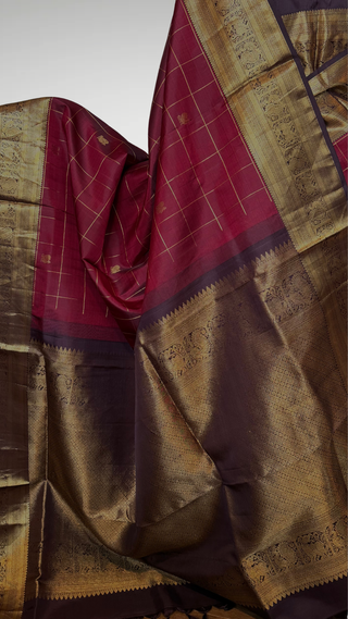 Fine Weave Maroon Kanjivaram Bridal Saree with Gold Zari