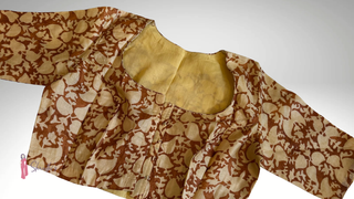 Elegant printed tussar blouse for silk and cotton sarees