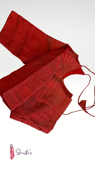 Red tissue blouse with stylish tie-backs for adjustable fit