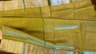 parrot green silver zari kanchi pattu saree online usa