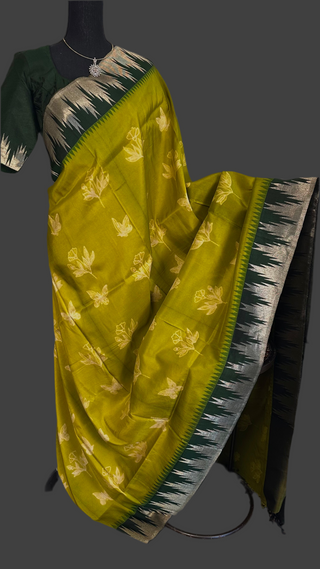 Pure Zari Eco Print HandloomKanjivaram silk saree with stitched Blouse Easy drape pure silver zari Indian wedding muhurtam silk bridal blouse online shopping usa