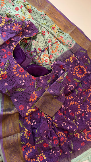 Pure crepe high Gsm Mysore Soft Silk Saree beautiful embroidered saree Indian Wedding & Bridal Silk Saree ready to ship for bride