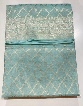 Banaras Pure pastel Tissue Silk Saree iwith silver Zari Border – Ready to Wear Online USA
