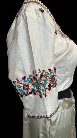 Pure  cream pure silk blouses hand embroidered prestitched