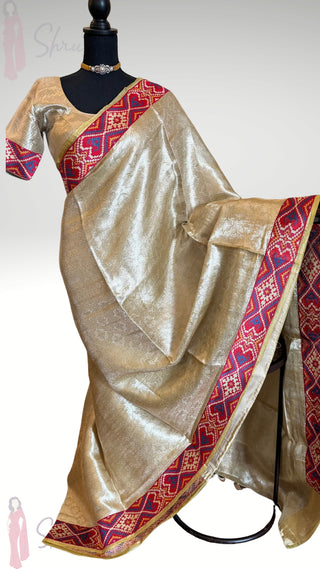 Handloom  Kora Kanjivaram silver tissue saree online shopping with prestitched blouse usa