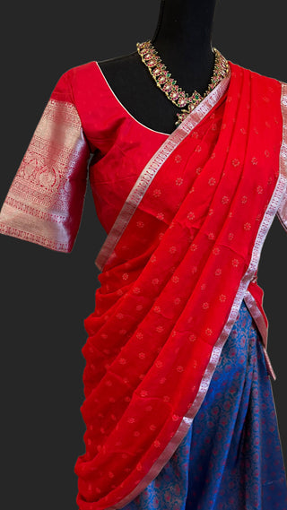 silver zari red dhavani pattu pavadai pure silver zari pattu pavadai usa online 