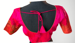 Pink silk blouse Gold pure zari birder Paithani blouse online usa silk blouses ready to wear online shopping blouse online