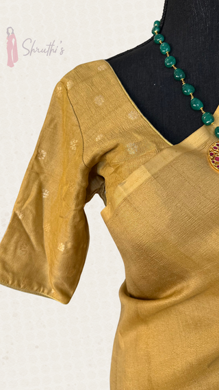 Pure Tussar Gold pure zari silk saree with stitched Indian wedding muhurtam silk bridal blouse online shopping usa
