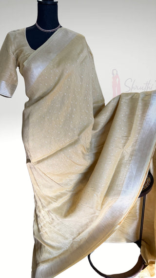 Pastel Pure Handloom beneras weave in linen pure silver zari pastel yellow  saree linen saree online usa