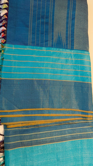 Printed floral pure Kanchi pattu fusion saree with gold tissue  zari pallu easy drape pure silk saree usa