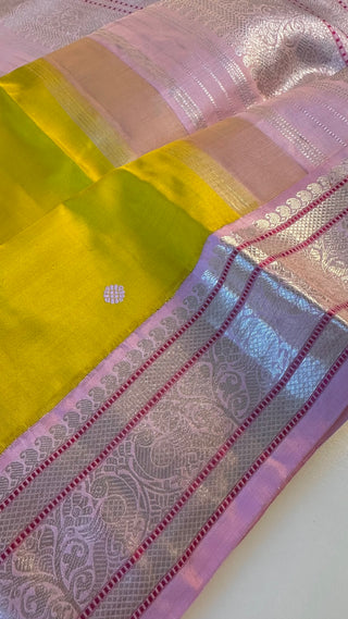 Pure Pastel Kanchi pattu saree silver zari Indian wedding saree pure silk saree with stitched blouse usa online shopping