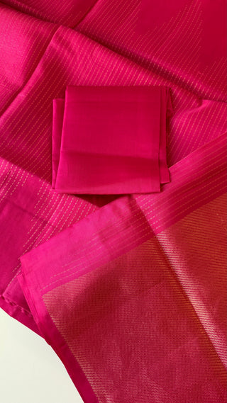 Handloom Pink zari lines Easy drape with unstitched blouse Beautiful Soft silk kanchi pattu saree fine weave kanchi pattu bridal