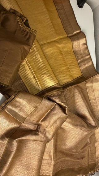Kalyana pattu wedding Handloom Kanjivaram Gold Tissue  Brocade Pure silk pattumuhurtam saree pure zari Kanjivaram silk saree with prestitched blouse embroidered blouse