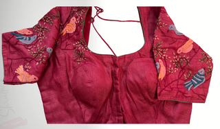 Red blouse Embroidery blouse Red silk blouse stitched online usa silk blouses ready to wear online shopping blouse online