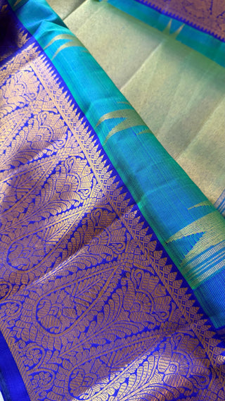 Green bright tissue Kalyanam Indian wedding saree Gold tissue kanjivaram silk saree stitched blouse online shopping usa