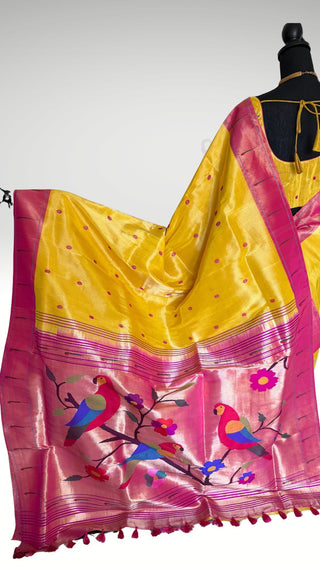Tissue Paithani silk saree online usa paithani sarees usa comes with embroidered stitched blouse