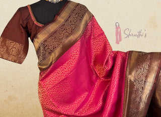 Pink Pure Soft Silk Saree beautiful double ply Indian Wedding & Bridal Silk Saree ready to ship for bride