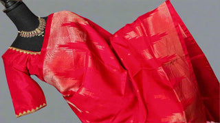 Red Soft silk saree fine weave  soft silk zari and hand embroidered blouse