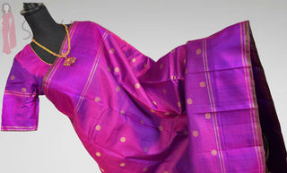 Traditional Kanjivaram Deep Magenta muthu kattan fine checks vintage Pure Silk Kanjivaram Pattu – Old World Charm with Stitched Blouse | Ready to Wear Pure Silk Saree for Women – Indian Bridal Online USA