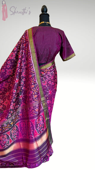 Pure Patola Silk Saree ikat blouse stitched blouse Partywear pooja wear ready to ship Saree USA altered to fit