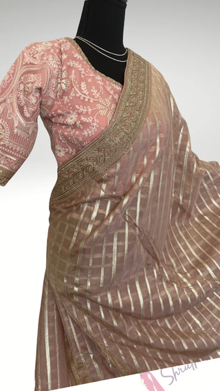 Pastel Organza saree with embroidered blouse stitched  blouse- party wear Organza