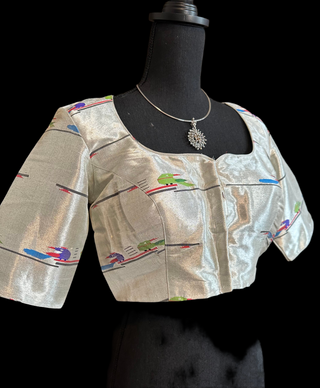 Pure Silver Zari Paithani Blouse online usa