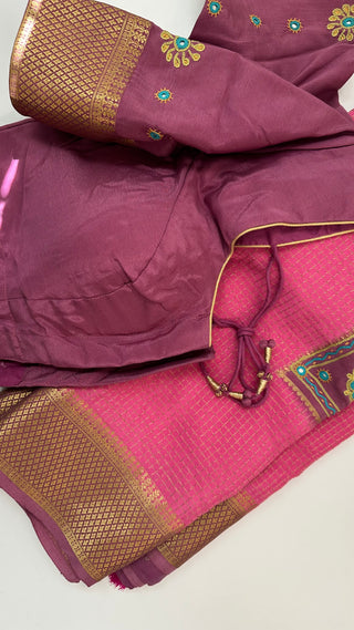 Pure Pink Mysore Soft Silk Saree beautiful Indian Wedding & Bridal Silk Saree ready to ship for bride