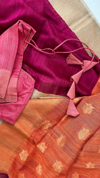 Pure pink Linen saree with stitched  blouse online usa sale latest linen lightweight partywear zari borders