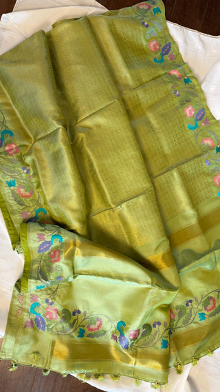 Handloom pure silver zari Brocade weave silk embroidered borders easy drape finest weave saree