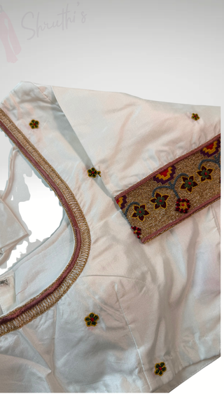 Pure silk white blouse ven pattu blouse patola saree blouse ikat designs embroidery blouse