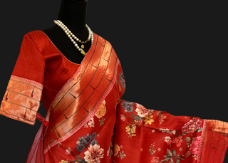 Red pure paithani saree pure zari triple muniya saree handwoven paithani saree usa