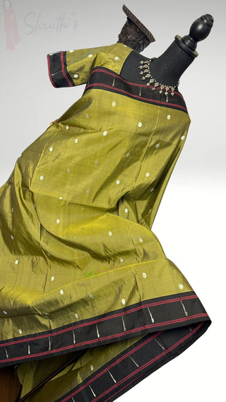 Olive green pure Handloom pure paithani silk saree online usa paithani sarees usa comes with stitched blouse