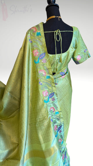 Handloom pure silver zari Brocade weave silk embroidered borders easy drape finest weave saree