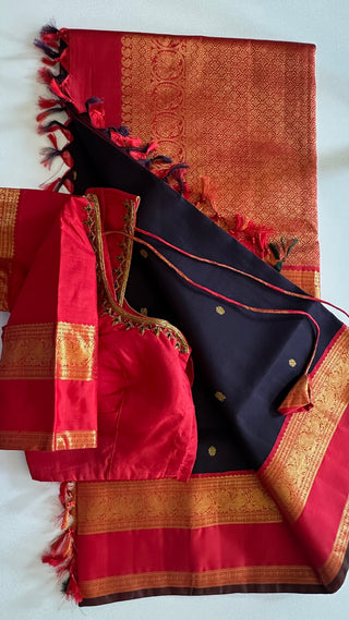 Pure kanjivaram pattu saree Indian wedding muhurtam silk saree onlinne USA  Dark Violet to Chili red 🌶️  Navalpazham body kanjivaram easy drape pure zari silk saree