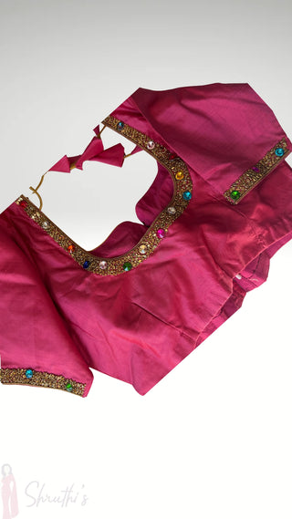 Pure Ready to wear pattu saree blouses kanchi blue silk blouses hand gem stone embroidered stitched