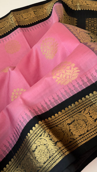 Pure Kanjivaram Handloom pure silk Pink black Handloom silk saree pure zari  Muhurtam Wedding Saree with ready to wear ship Blouse Online USA