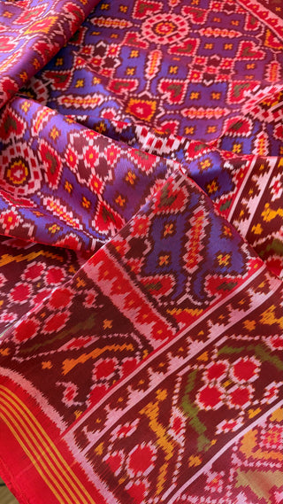 Original PATAN PATOLA Twill Handloom pure silk Patan patola silk saree can be sides   pallu double threaded saree with stitched  blouse