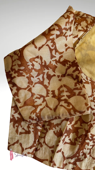 Designer tussar ready blouse with traditional print in 36–44 size