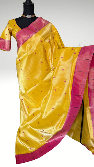 Tissue Paithani silk saree online usa paithani sarees usa comes with embroidered stitched blouse