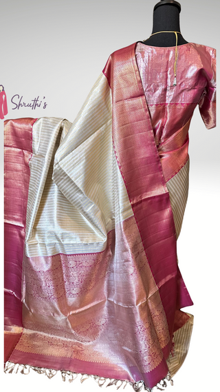Gold tissue kanjivaram silk saree with stitched Indian wedding muhurtam silk bridal blouse online shopping usa