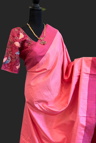 plain kanchi pattu saree usa Pure kanchi pattu saree online usa pink kanchi pattu saree usa  embroidered blouse usa