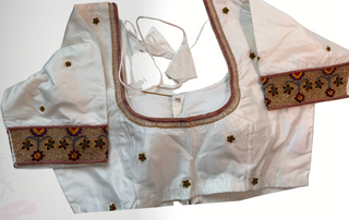 Pure silk white blouse ven pattu blouse patola saree blouse ikat designs embroidery blouse