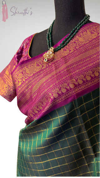 Pure Handloom Twill weave  kanjivaram silk saree pure antique zari weave  online ikat twill weave stitched blouse one of a kind elegant easy drape twill silk saree online shopping