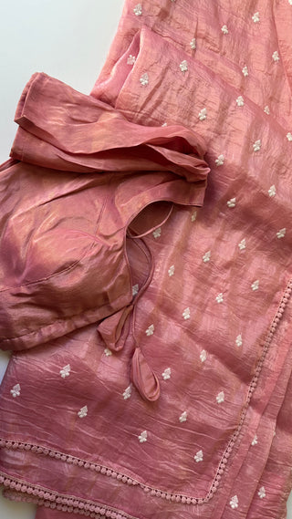 Crushed soft silk saree with blouse online shopping usa