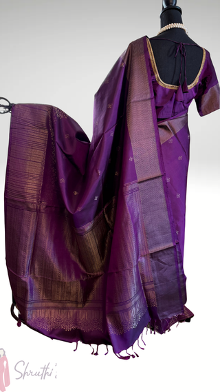 Pure Soft Silk Saree USA  Purple silk saree with embroidered  Stitched Blouse Indian Saree Online USA Ready to Ship Saree Online USA Easy Drape