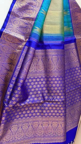 Green bright tissue Kalyanam Indian wedding saree Gold tissue kanjivaram silk saree stitched blouse online shopping usa