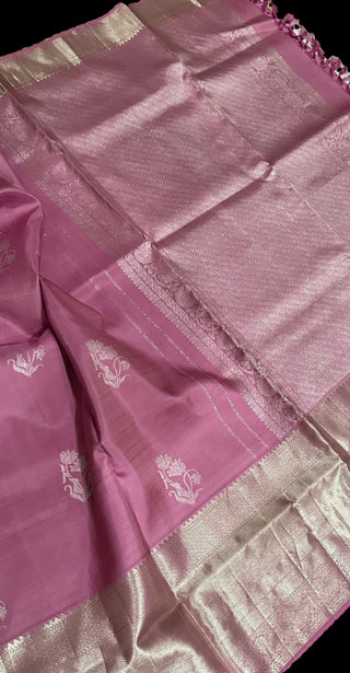 carnation pink kanchi pattu saree online usa